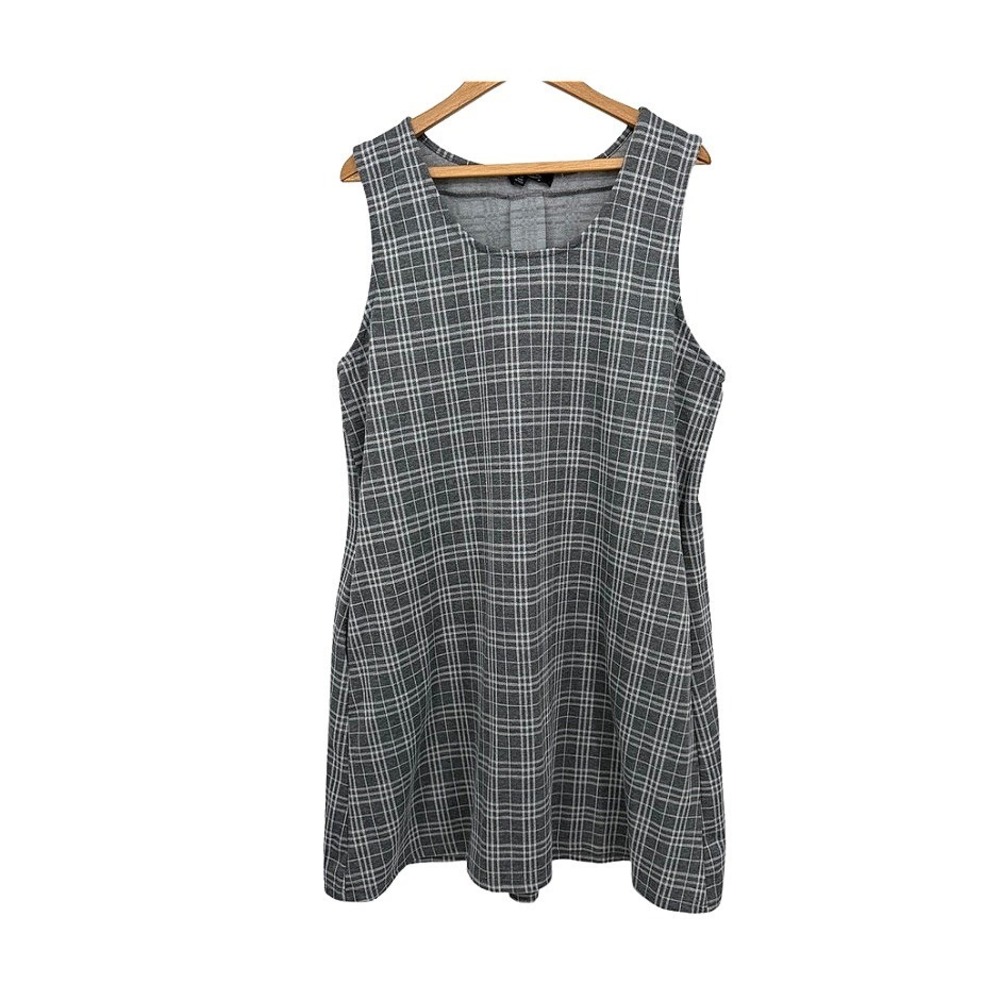 Suzanne Betro Plaid Sleeveless Dress Scoop Neck Academia Preppy Casual 1X
